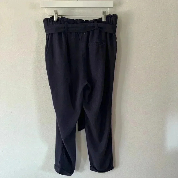 Cali 1850 Linen Blend Navy Blue Paperboy Waist Cropped Pants Size Medium - Picture 3 of 6